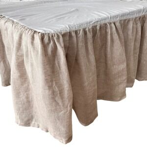 Pine Cone Hill Fine Linens Savannah Linen Twin Bed Skirt 39x75+18 Drop Beige